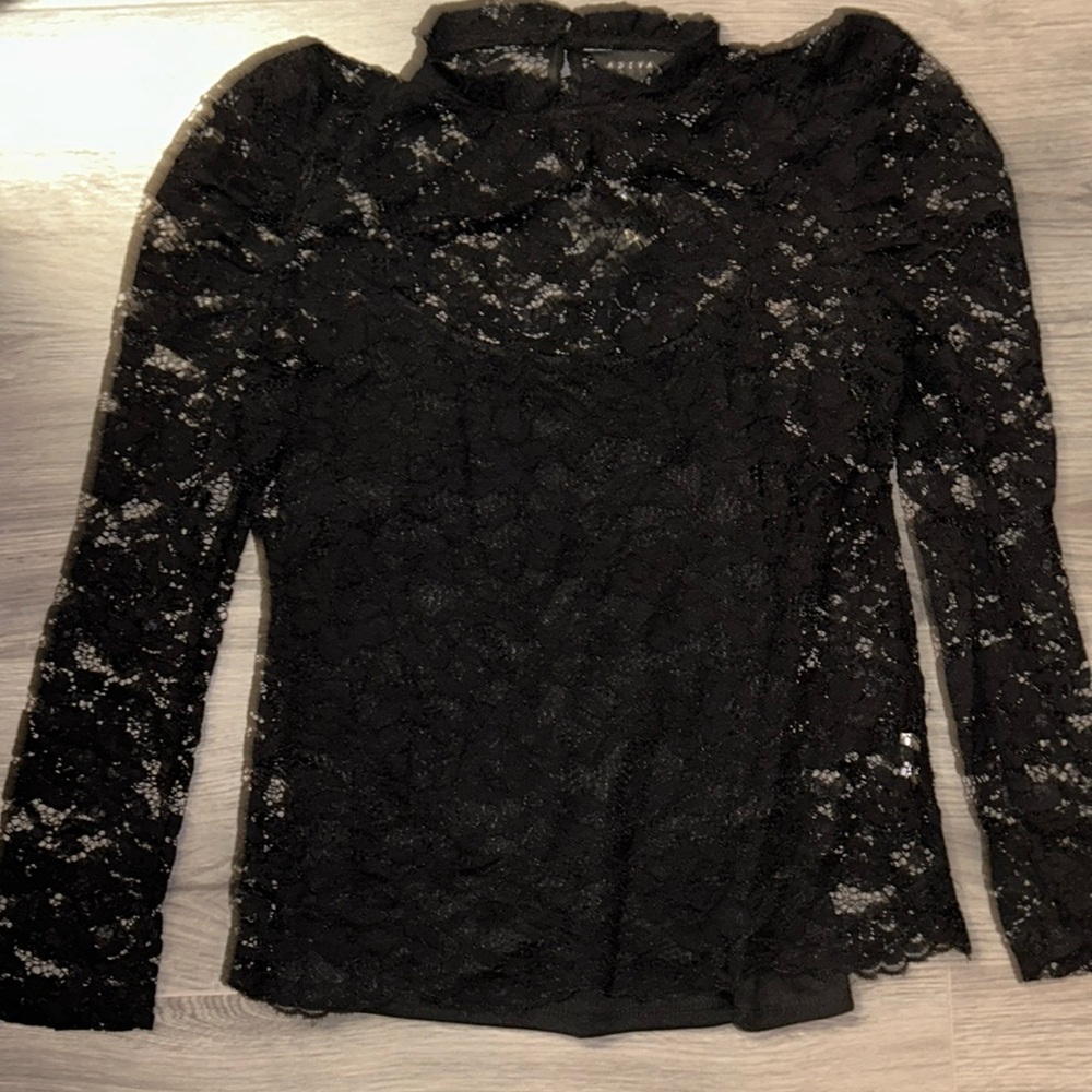 Black floral long sleeve, Medium
